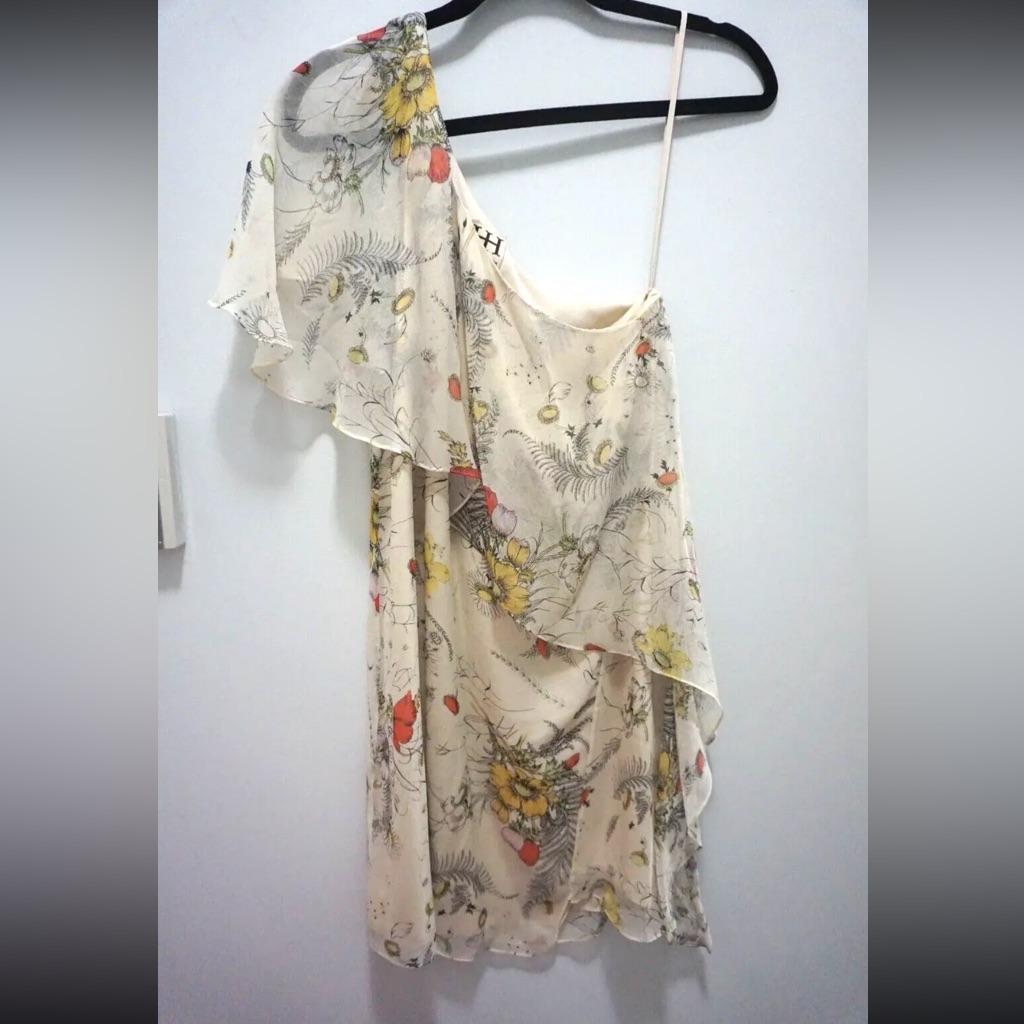 Haute Hippie Silk Poppy Dress One Shoulder Asymmetrical Mini Size 0 Xs Nwt